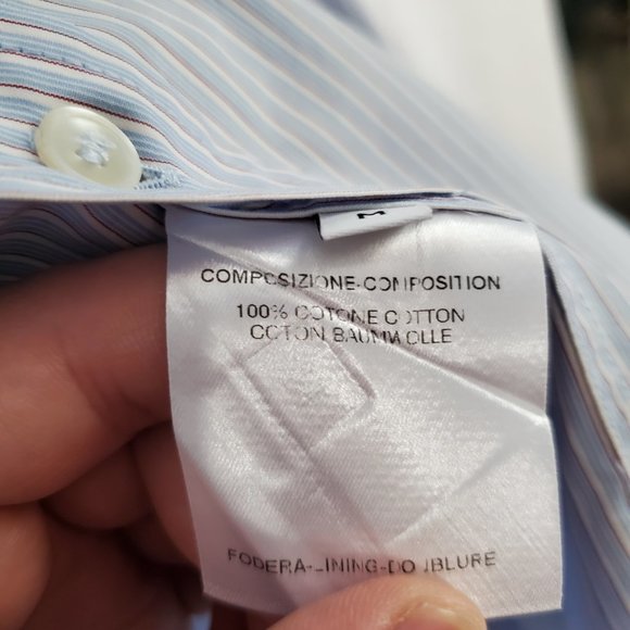 Balenciaga Paris Light Blue Striped Button Up Men's Shirt - Picture 5 of 5